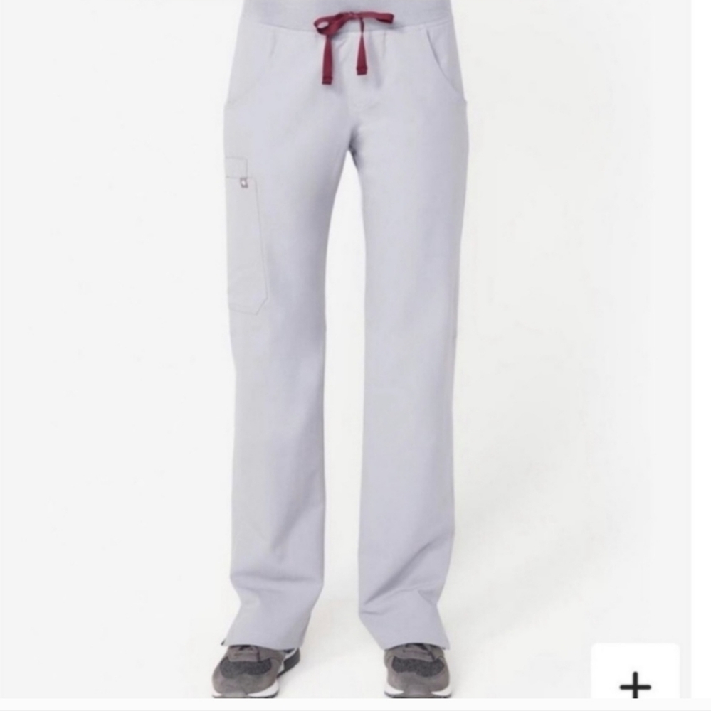 Figs Kade Cargo Scrub Pants cement light grey red drawstring size medium petite